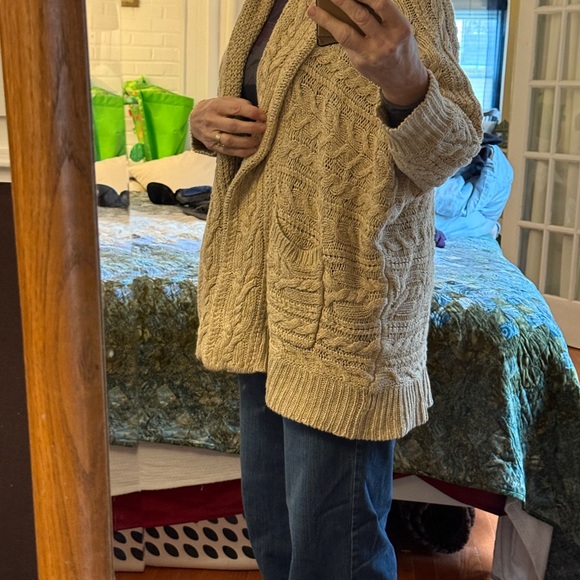 Polo Ralph Lauren Tan Cable Knit Cardigan - Picture 2 of 4